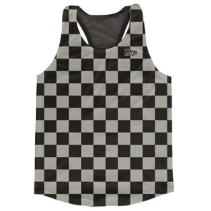 Grey Medium Checkerboard Running Tank Top Racerback Track and Cross Country Singlet Jersey Made In USA - Grey Medium Grey Medium Checkerboard Running Tank Top Racerback Track and Cross Country Singlet Jersey Made In USA - Grey Medium