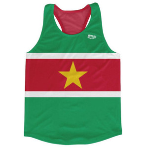 Suriname Country Flag Running Tank Top Racerback Track and Cross Country Singlet Jersey Made In USA - Green Red Suriname Country Flag Running Tank Top Racerback Track and Cross Country Singlet Jersey Made In USA - Green Red