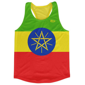 Ethiopia Country Flag Running Tank Top Racerback Track and Cross Country Singlet Jersey Made In USA - Green Red Yellow Ethiopia Country Flag Running Tank Top Racerback Track and Cross Country Singlet Jersey Made In USA - Green Red Yellow