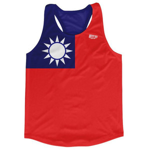 Taiwan Chinese Taipei Country Flag Running Tank Top Racerback Track and Cross Country Singlet Jersey Made In USA - Red Blue Taiwan Chinese Taipei Country Flag Running Tank Top Racerback Track and Cross Country Singlet Jersey Made In USA - Red Blue