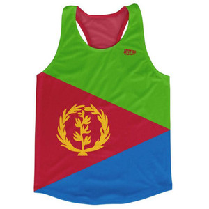 Eritrea Country Flag Running Tank Top Racerback Track and Cross Country Singlet Jersey Made In USA - Green Red Blue