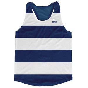 Navy Blue & White Striped Running Tank Top Racerback Track and Cross Country Singlet Jersey Made In USA - Navy Blue & White Navy Blue & White Striped Running Tank Top Racerback Track and Cross Country Singlet Jersey Made In USA - Navy Blue & White