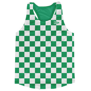 Kelly Green & White Checkerboard Running Tank Top Racerback Track and Cross Country Singlet Jersey Made In USA - Kelly Green & White Kelly Green & White Checkerboard Running Tank Top Racerback Track and Cross Country Singlet Jersey Made In USA - Kelly Green & White