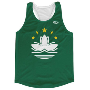 Macau Country Flag Running Tank Top Racerback Track and Cross Country Singlet Jersey Made In USA - Dark Green Macau Country Flag Running Tank Top Racerback Track and Cross Country Singlet Jersey Made In USA - Dark Green