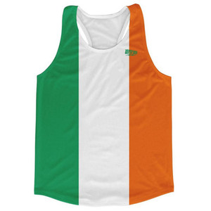Ireland Country Flag Running Tank Top Racerback Track and Cross Country Singlet Jersey Made In USA-Green White Orange Ireland Country Flag Running Tank Top Racerback Track and Cross Country Singlet Jersey Made In USA-Green White Orange