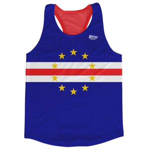 Cape Verde Country Flag Running Tank Top Racerback Track and Cross Country Singlet Jersey Made In USA - Blue White Cape Verde Country Flag Running Tank Top Racerback Track and Cross Country Singlet Jersey Made In USA - Blue White