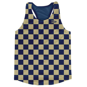 Navy & Veges Gold Checkerboard Running Tank Top Racerback Track and Cross Country Singlet Jersey Made In USA-Navy & Veges Gold Navy & Veges Gold Checkerboard Running Tank Top Racerback Track and Cross Country Singlet Jersey Made In USA-Navy & Veges Gold