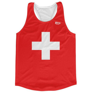 Switzerland Country Flag Running Tank Top Racerback Track and Cross Country Singlet Jersey Made In USA - Red White Switzerland Country Flag Running Tank Top Racerback Track and Cross Country Singlet Jersey Made In USA - Red White