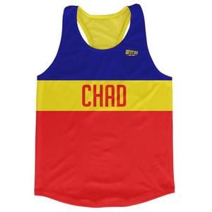 Chad Country Finish Line Running Tank Top Racerback Track and Cross Country Singlet Jersey - Blue Yellow Red Chad Country Finish Line Running Tank Top Racerback Track and Cross Country Singlet Jersey - Blue Yellow Red