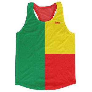 Benin Country Flag Running Tank Top Racerback Track and Cross Country Singlet Jersey Made In USA - Red Yellow Benin Country Flag Running Tank Top Racerback Track and Cross Country Singlet Jersey Made In USA - Red Yellow
