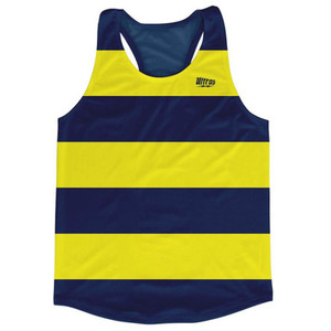 Navy & Yellow Lemon Striped Running Tank Top Racerback Track and Cross Country Singlet Jersey Made In USA-Navy & Yellow Lemon Navy & Yellow Lemon Striped Running Tank Top Racerback Track and Cross Country Singlet Jersey Made In USA-Navy & Yellow Lemon