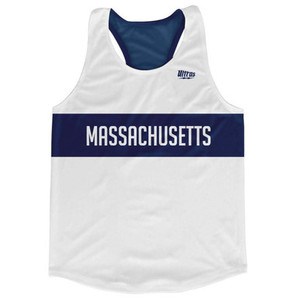 Massachusetts Finish Line Running Tank Top Racerback Track and Cross Country Singlet Jersey Made In USA-White Massachusetts Finish Line Running Tank Top Racerback Track and Cross Country Singlet Jersey Made In USA-White