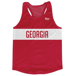 Georgia Country Finish Line Running Tank Top Racerback Track and Cross Country Singlet Jersey Made In USA - Red White Georgia Country Finish Line Running Tank Top Racerback Track and Cross Country Singlet Jersey Made In USA - Red White