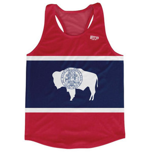Wyoming State Flag Running Tank Top Racerback Track and Cross Country Singlet Jersey Made In USA - Blue White & Red Wyoming State Flag Running Tank Top Racerback Track and Cross Country Singlet Jersey Made In USA - Blue White & Red
