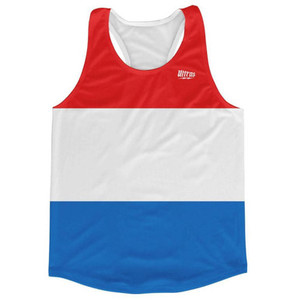 Luxembourg Country Flag Running Tank Top Racerback Track and Cross Country Singlet Jersey Made In USA - Blue White Red Luxembourg Country Flag Running Tank Top Racerback Track and Cross Country Singlet Jersey Made In USA - Blue White Red