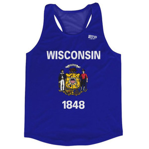 Wisconsin State Flag Running Tank Top Racerback Track and Cross Country Singlet Jersey Made In USA - Royal Blue Wisconsin State Flag Running Tank Top Racerback Track and Cross Country Singlet Jersey Made In USA - Royal Blue