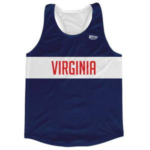 Virginia Finish Line Running Tank Top Racerback Track and Cross Country Singlet Jersey Made In USA - Navy Virginia Finish Line Running Tank Top Racerback Track and Cross Country Singlet Jersey Made In USA - Navy