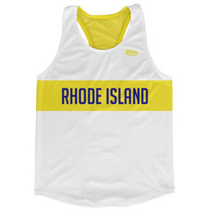 Rhode Island Finish Line Running Tank Top Racerback Track and Cross Country Singlet Jersey Made In USA - White Yellow Rhode Island Finish Line Running Tank Top Racerback Track and Cross Country Singlet Jersey Made In USA - White Yellow