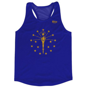 Indiana State Flag Running Tank Top Racerback Track and Cross Country Singlet Jersey Made In USA - Navy Indiana State Flag Running Tank Top Racerback Track and Cross Country Singlet Jersey Made In USA - Navy