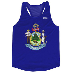 Maine State Flag Running Tank Top Racerback Track and Cross Country Singlet Jersey Made In USA - Royal Blue Maine State Flag Running Tank Top Racerback Track and Cross Country Singlet Jersey Made In USA - Royal Blue