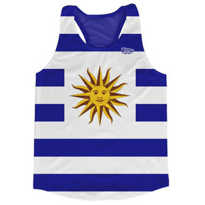 Uruguay Country Flag Running Tank Top Racerback Track and Cross Country Singlet Jersey Made In USA - Blue White Uruguay Country Flag Running Tank Top Racerback Track and Cross Country Singlet Jersey Made In USA - Blue White