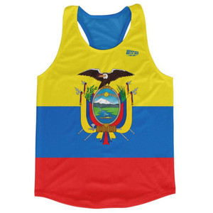 Ecuador Country Flag Running Tank Top Racerback Track and Cross Country Singlet Jersey Made In USA-Yellow Red Ecuador Country Flag Running Tank Top Racerback Track and Cross Country Singlet Jersey Made In USA-Yellow Red