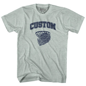 Custom Basketball Old School Ball Net Adult Tri-Blend T-shirt-Athletic Cool Grey Custom Basketball Old School Ball Net Adult Tri-Blend T-shirt-Athletic Cool Grey