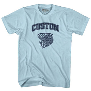 Custom Basketball Old School Ball Net Adult Cotton T-shirt-Light Blue Custom Basketball Old School Ball Net Adult Cotton T-shirt-Light Blue