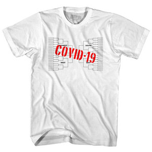 Covid-19 Bracket Busted March Basketball Tournament Adult Cotton T-shirt - White Covid-19 Bracket Busted March Basketball Tournament Adult Cotton T-shirt - White