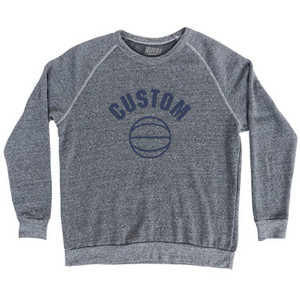 Custom Basketball Old School Ball Adult Tri-Blend Sweatshirt - Athletic Grey