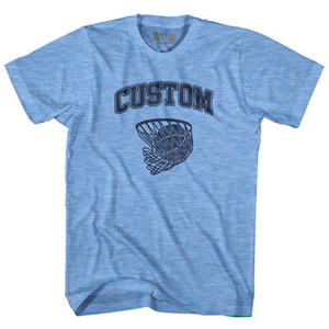 Custom Basketball Old School Ball Net Adult Tri-Blend T-shirt-Athletic Blue Custom Basketball Old School Ball Net Adult Tri-Blend T-shirt-Athletic Blue