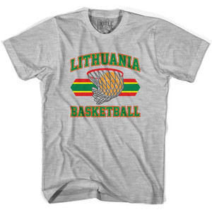Lithuania Basketball 90's Basketball T-shirt-Adult - Grey Heather Lithuania Basketball 90's Basketball T-shirt-Adult - Grey Heather