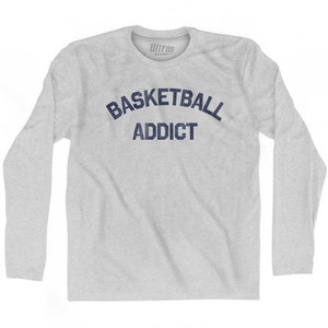 Basketball Addict Adult Cotton Long Sleeve T-shirt - Grey Heather Basketball Addict Adult Cotton Long Sleeve T-shirt - Grey Heather