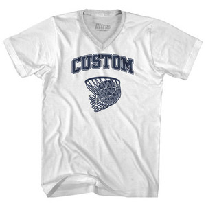 Custom Basketball Old School Ball Net Adult Tri-Blend V-neck T-shirt - White Custom Basketball Old School Ball Net Adult Tri-Blend V-neck T-shirt - White