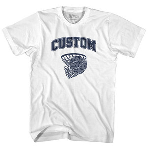Custom Basketball Old School Ball Net Womens Cotton Junior Cut T-Shirt - White Custom Basketball Old School Ball Net Womens Cotton Junior Cut T-Shirt - White