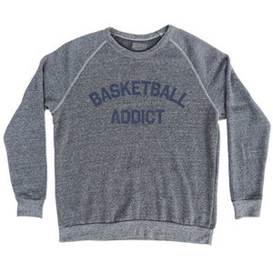Basketball Addict Adult Tri-Blend Sweatshirt-Athletic Grey