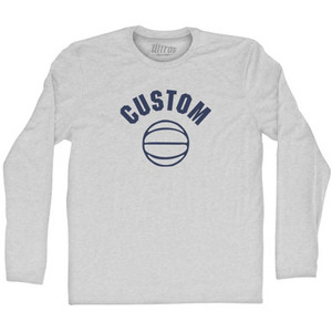 Custom Basketball Old School Ball Adult Cotton Long Sleeve T-shirt - Grey Heather Custom Basketball Old School Ball Adult Cotton Long Sleeve T-shirt - Grey Heather