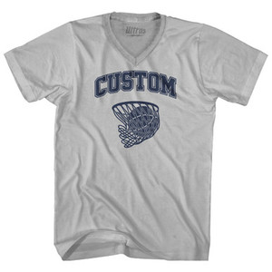 Custom Basketball Old School Ball Net Adult Tri-Blend V-neck T-shirt - Cool Grey Custom Basketball Old School Ball Net Adult Tri-Blend V-neck T-shirt - Cool Grey