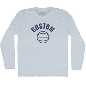 Custom Basketball Old School Ball Adult Tri-Blend Long Sleeve T-shirt-Athletic White Custom Basketball Old School Ball Adult Tri-Blend Long Sleeve T-shirt-Athletic White