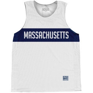 Massachusetts Finish Line State Flag Basketball Singlets - White Massachusetts Finish Line State Flag Basketball Singlets - White