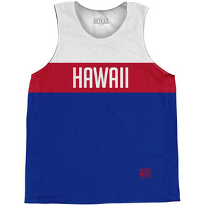 Hawaii Finish Line State Flag Basketball Singlets - White Red Hawaii Finish Line State Flag Basketball Singlets - White Red