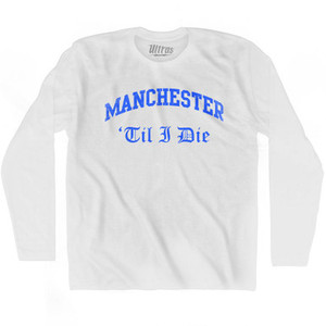 Manchester City Soccer Adult Cotton Long Sleeve T-Shirt by Ultras Manchester City Soccer Adult Cotton Long Sleeve T-Shirt by Ultras