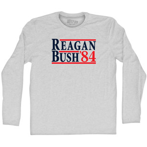 Reagan Bush 84 Adult Cotton Long Sleeve T-shirt - Grey Heather