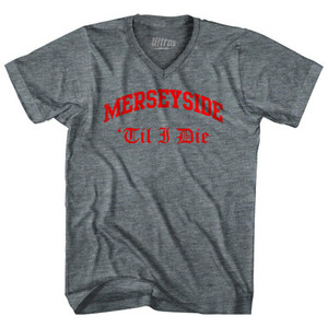 Merseyside Liverpool Til I Die Soccer Adult Tri-Blend V-Neck T-Shirt by Ultras Merseyside Liverpool Til I Die Soccer Adult Tri-Blend V-Neck T-Shirt by Ultras