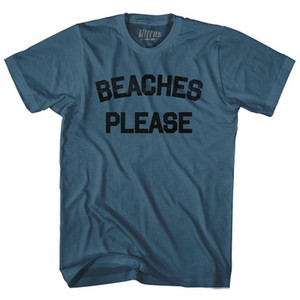 Beaches Please Adult Cotton T-shirt - Lake Blue Beaches Please Adult Cotton T-shirt - Lake Blue