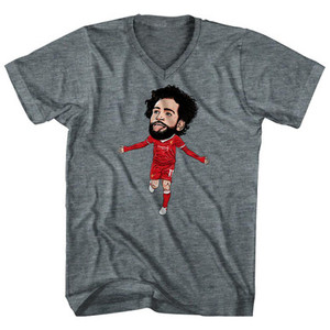 Mo Salah Liverpool Soccer Caricature Adult Tri-Blend V-Neck T-Shirt by Ultras Mo Salah Liverpool Soccer Caricature Adult Tri-Blend V-Neck T-Shirt by Ultras