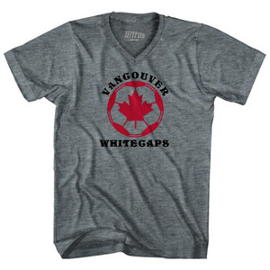 Vancouver Whitecaps Soccer Canada Leaf Ball Logo Adult Tri-Blend V-Neck Womens Junior Cut T-Shirt by Ultras Vancouver Whitecaps Soccer Canada Leaf Ball Logo Adult Tri-Blend V-Neck Womens Junior Cut T-Shirt by Ultras