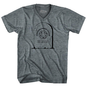 European Super League Tombstone Soccer Tri-Blend V-Neck Womens Junior Cut T-Shirt by Ultras European Super League Tombstone Soccer Tri-Blend V-Neck Womens Junior Cut T-Shirt by Ultras