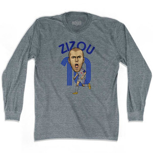 Ultras Zidane Caricature Soccer Long Sleeve T-shirt - Athletic Grey Ultras Zidane Caricature Soccer Long Sleeve T-shirt - Athletic Grey