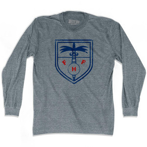 Vintage Haiti Soccer Crest Adult Tri-Blend Long Sleeve T-Shirt by Ultras Vintage Haiti Soccer Crest Adult Tri-Blend Long Sleeve T-Shirt by Ultras